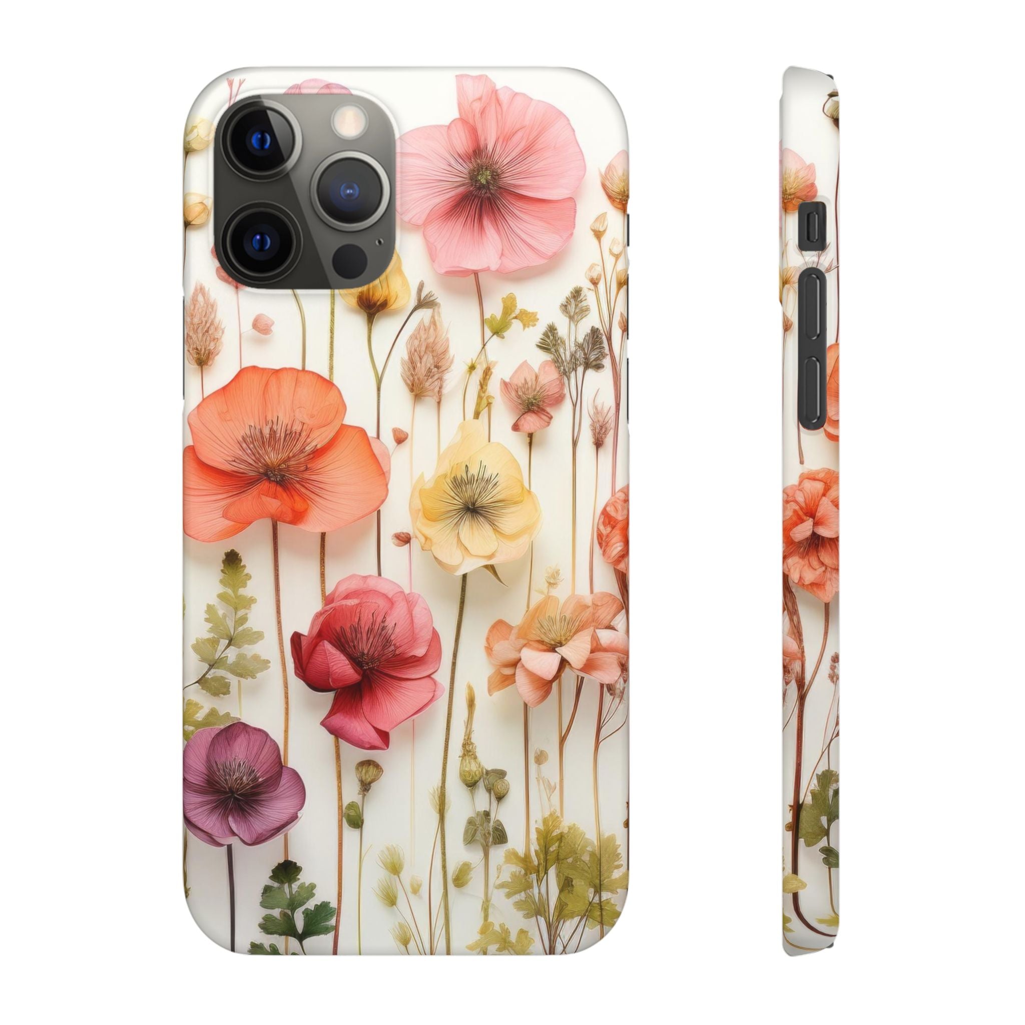 Pink Floral Pressed Flowers - Slim Case