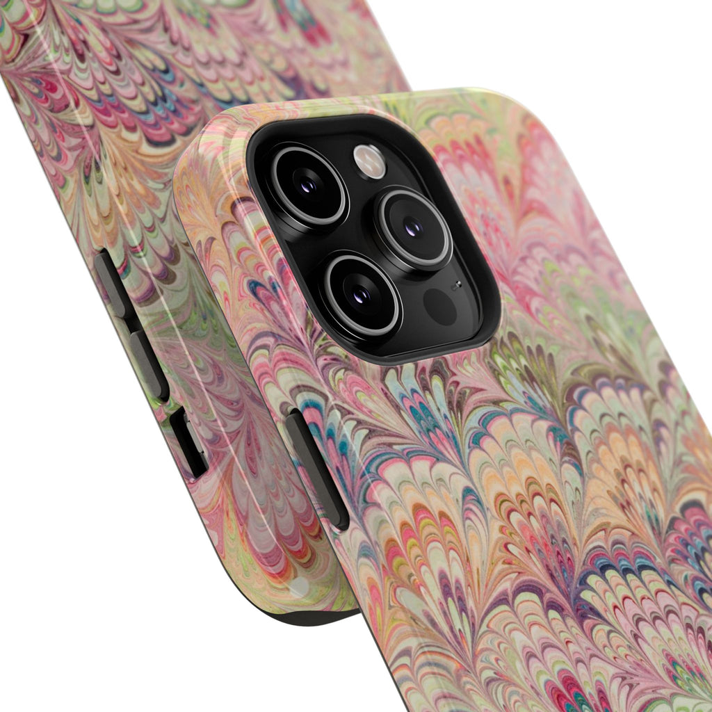 Marbled Pastel Pink and Green Impact-Resistant Phone Case for Apple + Samsung