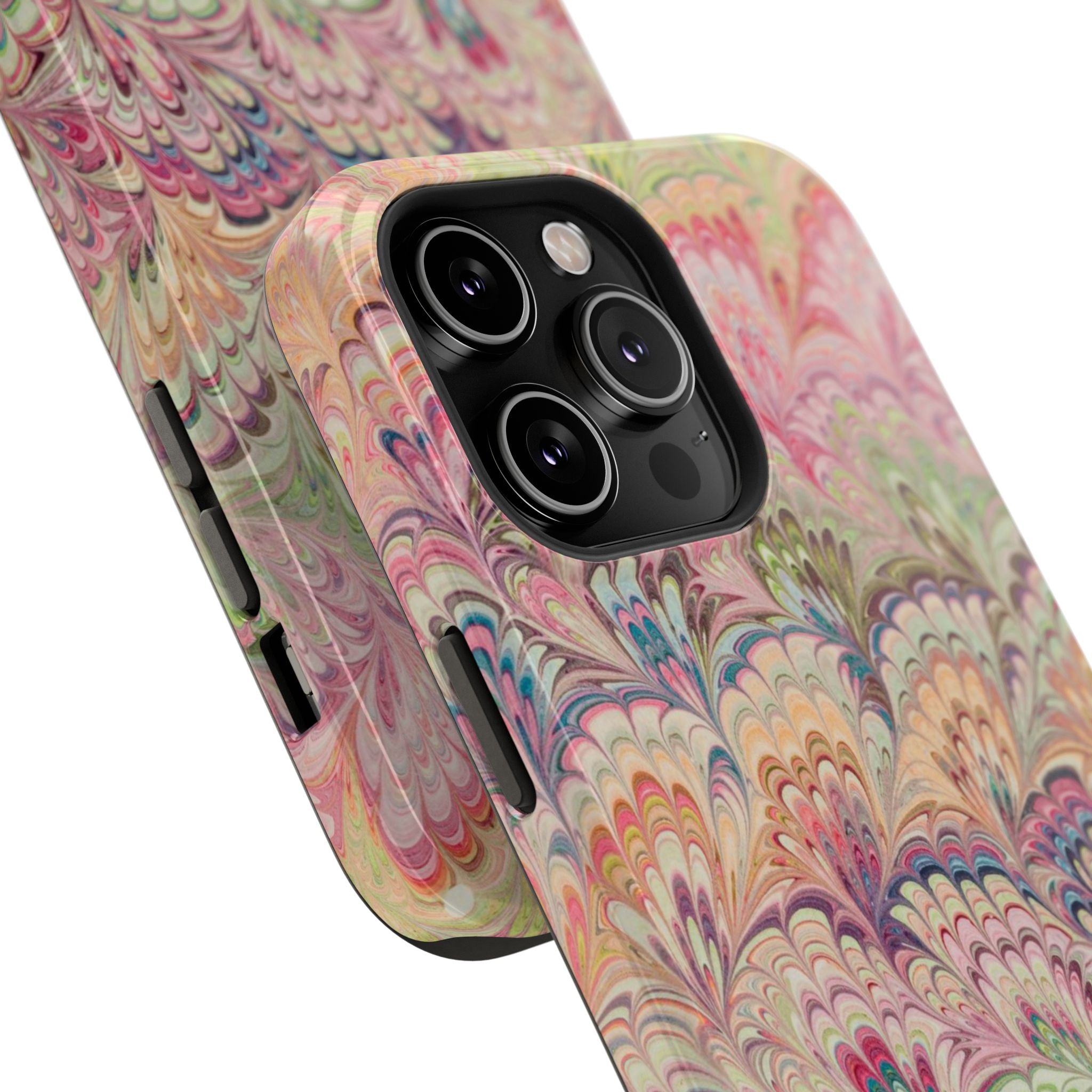 Marbled Pastel Pink and Green Impact-Resistant Phone Case for Apple + Samsung