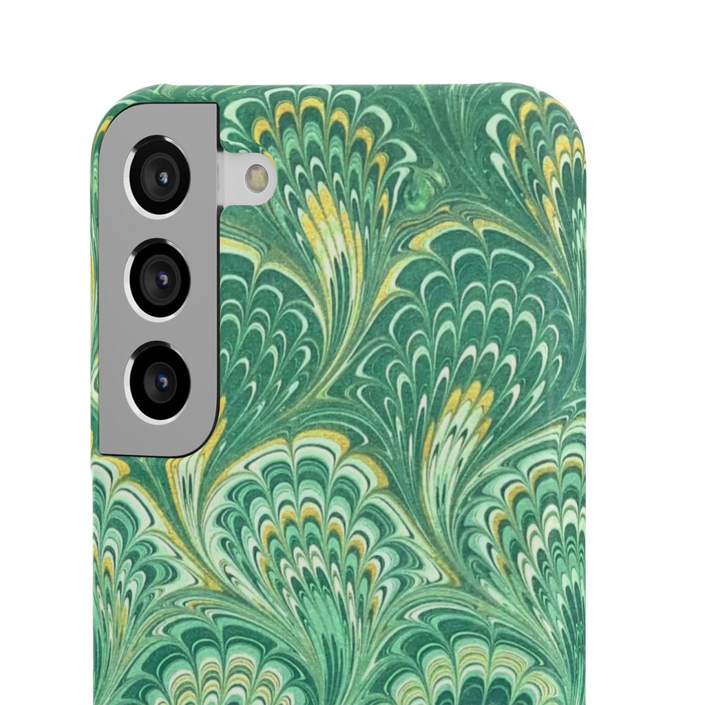 Marbled Feather Green Swirl - Single Layer Slim Phone Case