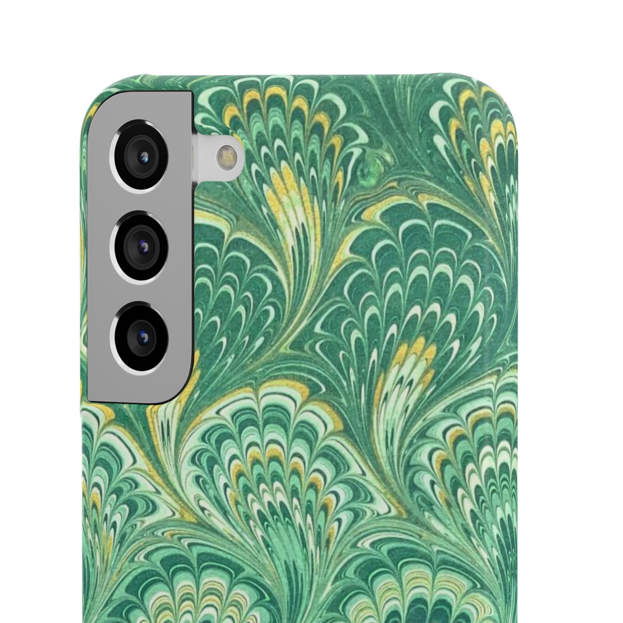 Marbled Feather Green Swirl - Single Layer Slim Phone Case