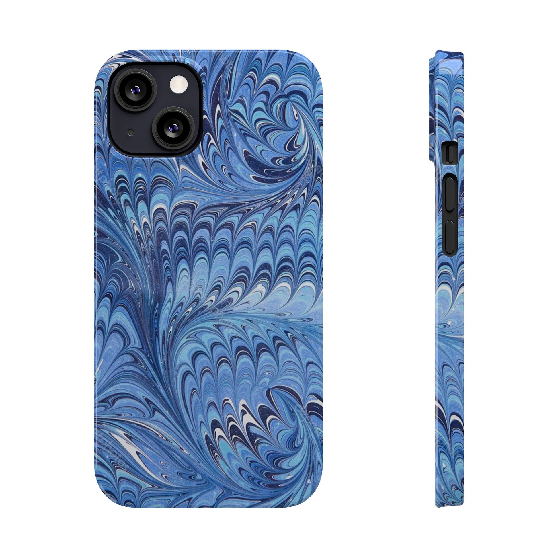 Blue Italian Marbled Design, Green and Blue Pallet, Slim Phone Case