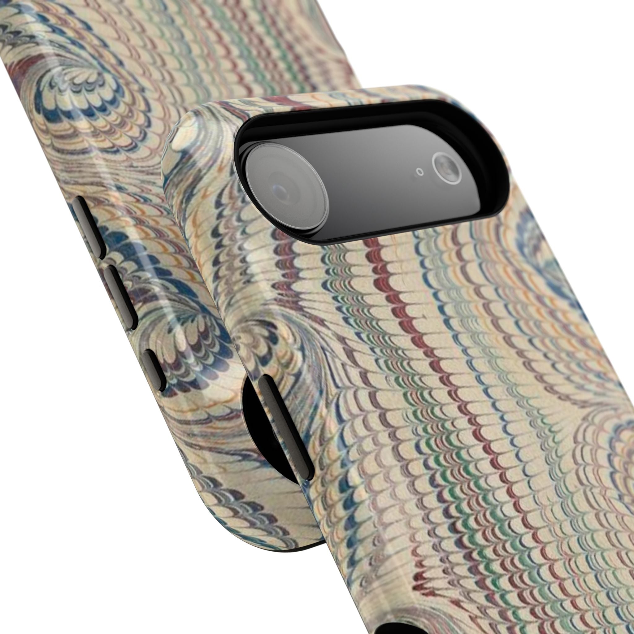 Italian Beige & Blue Marble Phone Case — Impact-Resistant Durable Case for Apple & Samsung