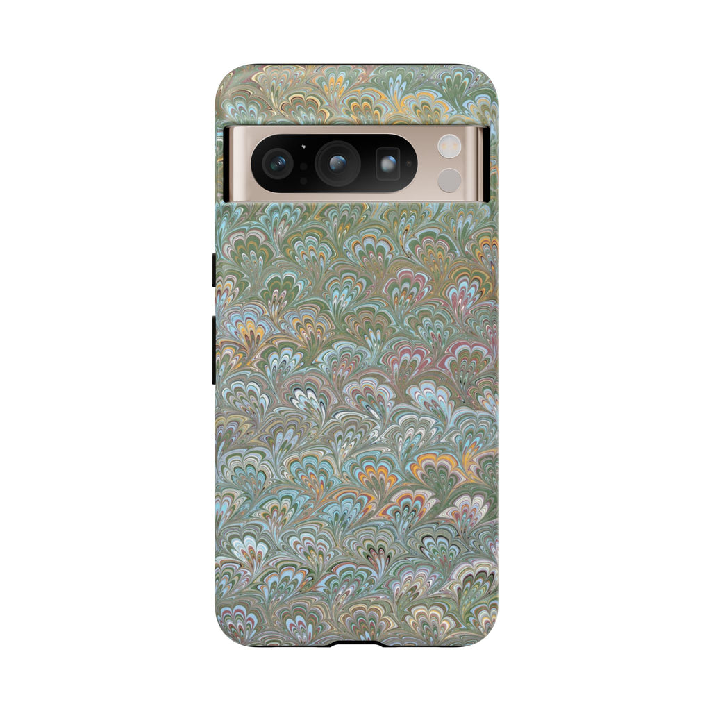 Blue and Green Feather Marbled Phone Case — Dual Layer - Tough Protective Phone Cover