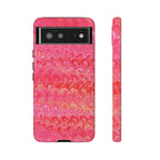 Pink and Gold Marbled Peacock Durable Phone Case - Olive Green and Brown - Matte or Glossy