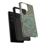 Green Marbled Peacock Durable Phone Case - Matte or Glossy