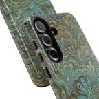 Green Marbled Peacock Durable Phone Case - Matte or Glossy