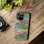 Phone Case with Design from Italy - Marbled "Peacock" Design, Green, Blue, Multi-Color Slim Phone Cases