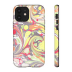 Yellow and Pink Swirl Marbled Italian Phone Case - Dual Layer - Matte or Glossy