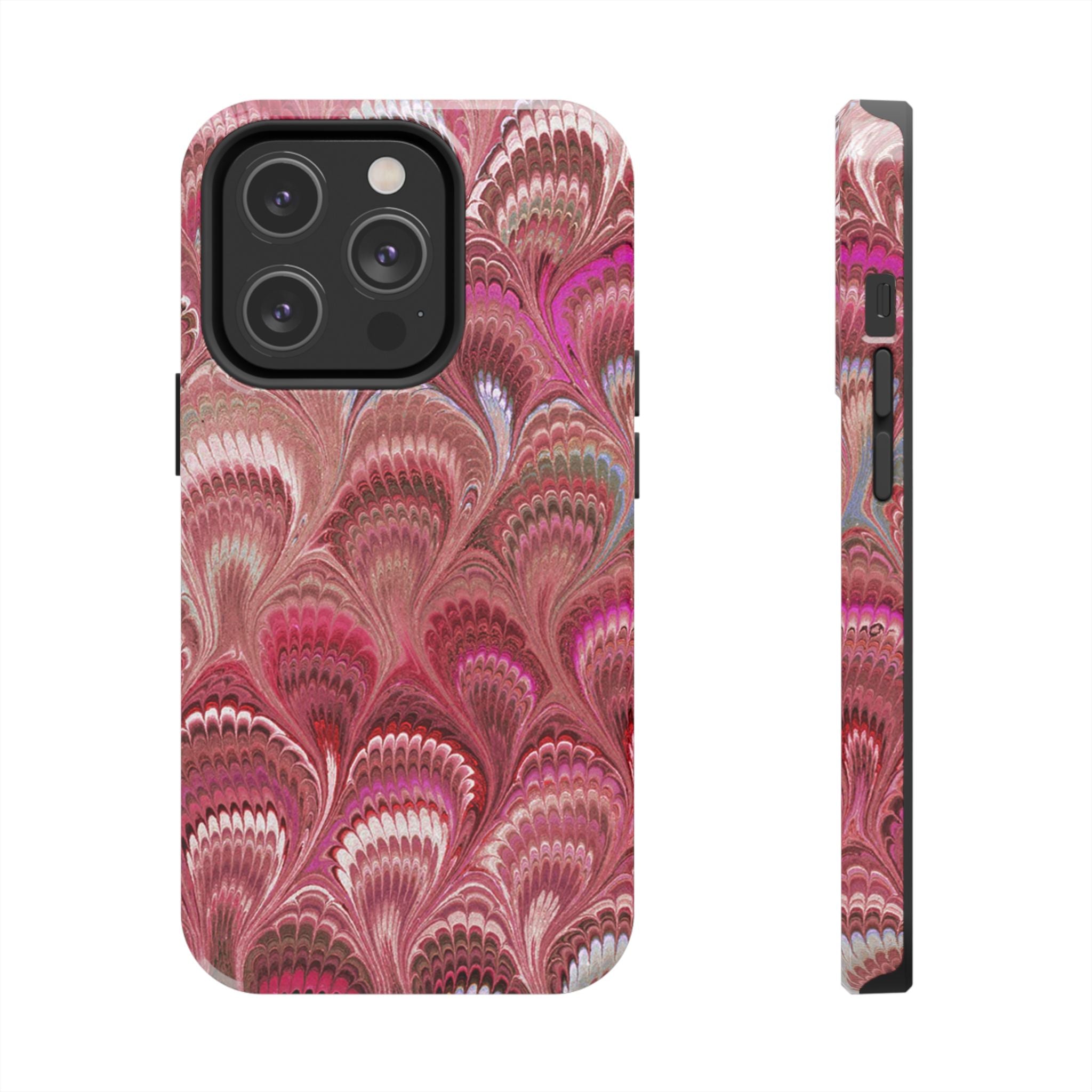 Pink Peacock Marble Italian Tough Phone Case — Durable Marbled Phone Case