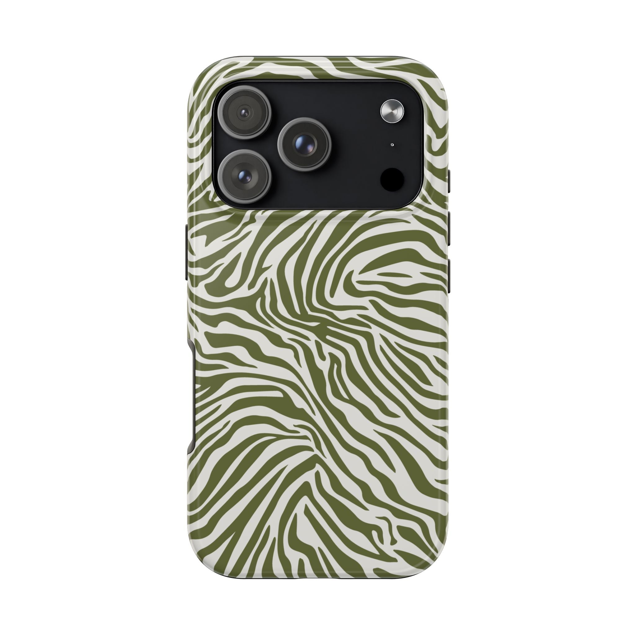 Zebra Print Olive + White - Dual Layer Phone Case