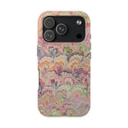 Pastel Pinks and Greens Florentine Marbled Peacock Feather Dual Layer iPhone Case - iPhone 18