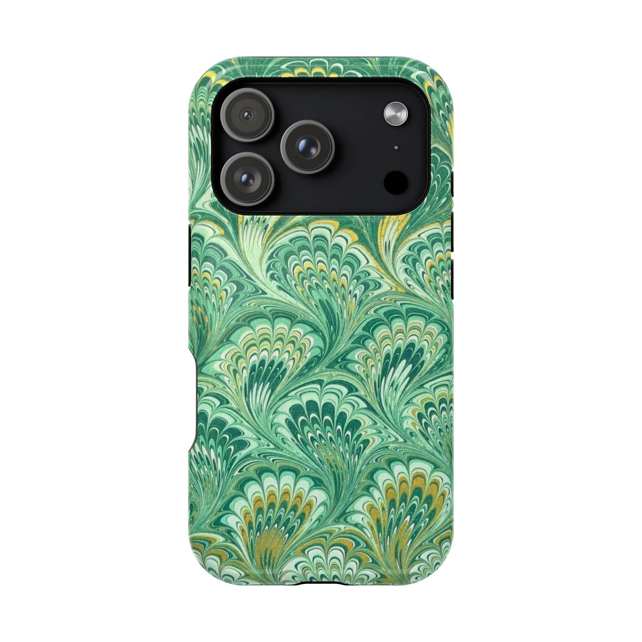Green Marbled Phone Case, Dual Layer Phone Cover