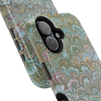Green, Blue, + White Marbled Peacock - Dual Layer MAG SAFE Phone Case