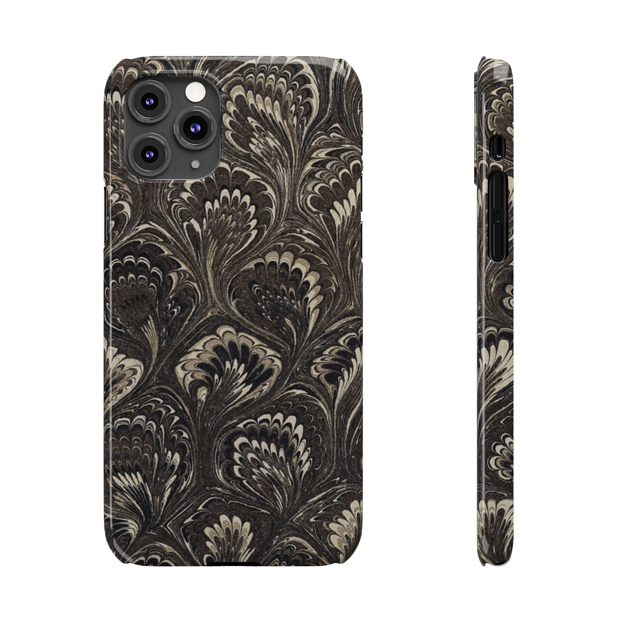 Black Italian Marble Design Slim iPhone 17 + all models Phone Cases