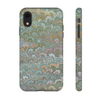 Blue and Green Feather Marbled Phone Case — Dual Layer - Tough Protective Phone Cover
