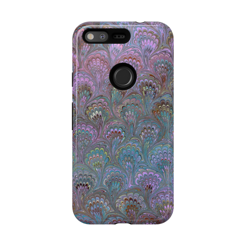 Lavender Marbled Peacock Durable Phone Case - Matte or Glossy