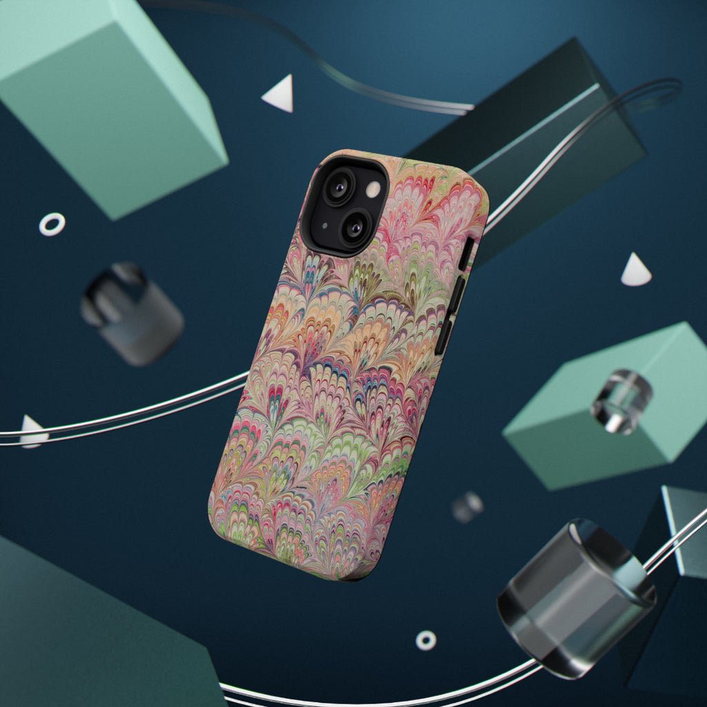 Marbled Pastel Pink and Green Impact-Resistant Phone Case for Apple + Samsung