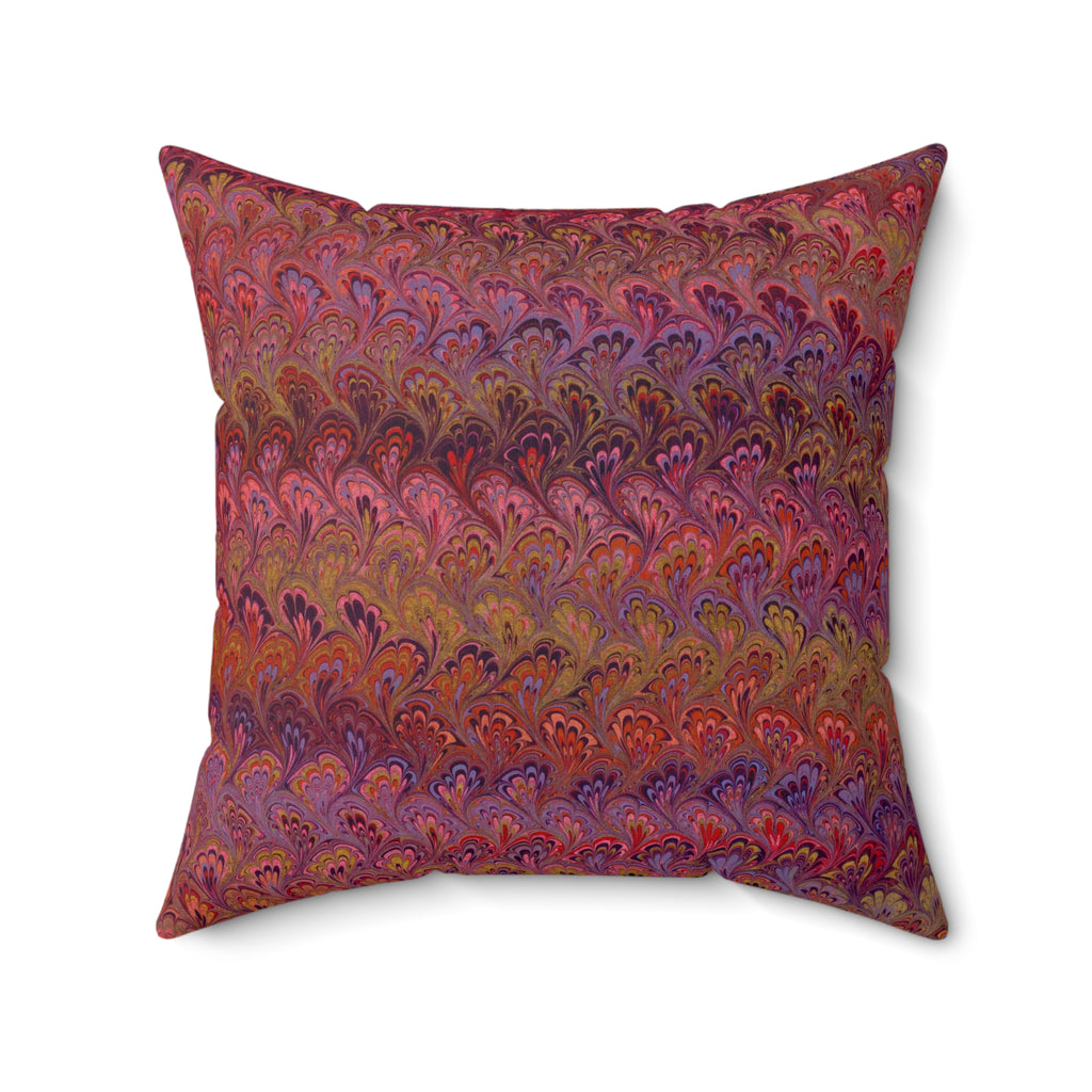 ITALIAN MARBLE Red and Gold Square Pillow includes Pillow, Hidden Zipper