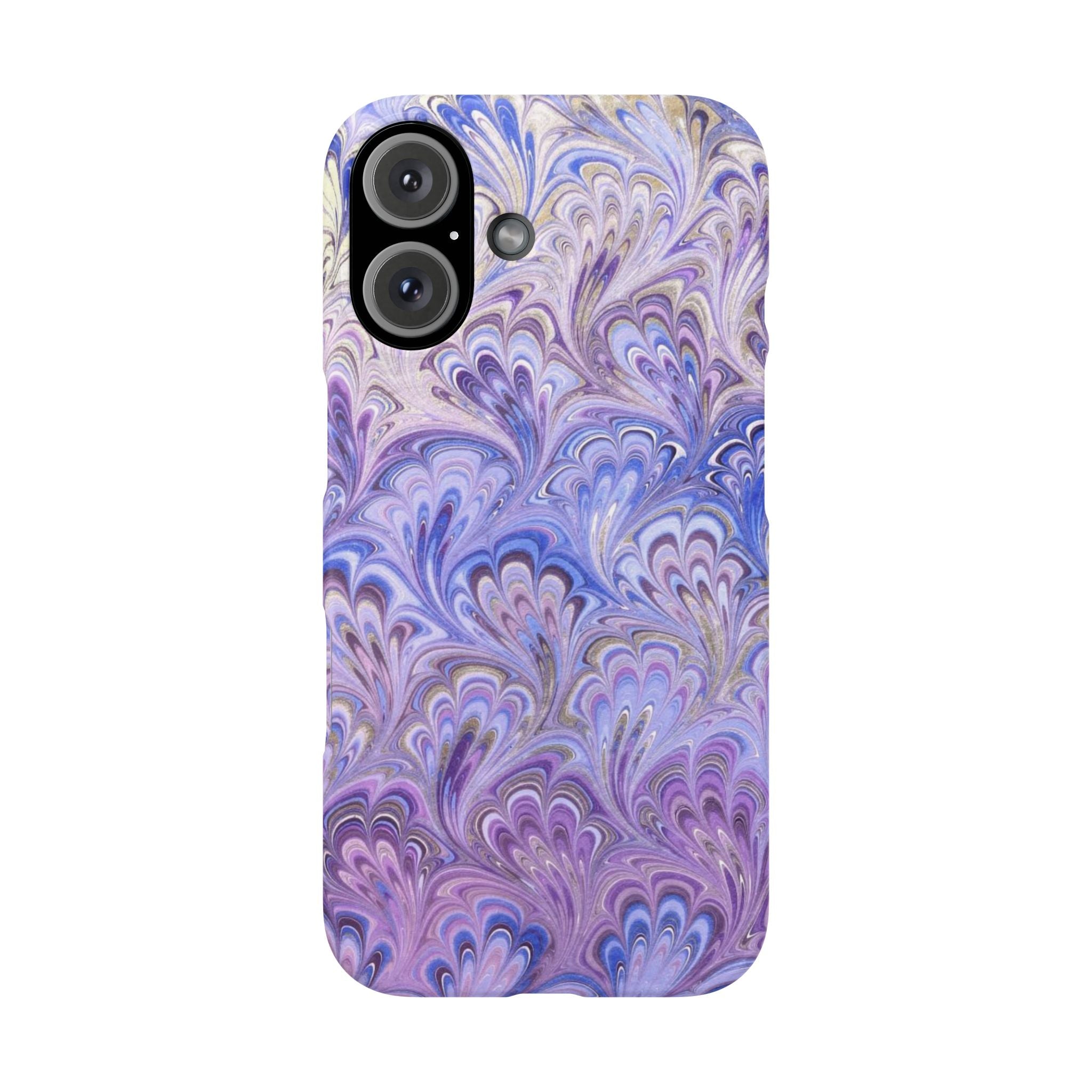 Marbled Feather Lavender + Purple Swirl - Single Layer Slim Phone Case