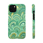 Marbled Feather Green Swirl - Single Layer Slim Phone Case