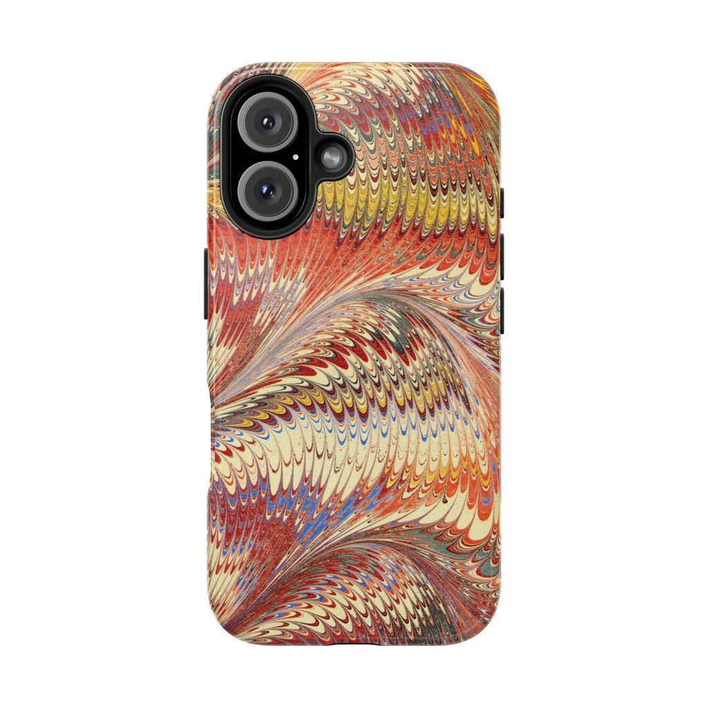 Fall Leaves Golden, Rust, + Warm Tones Italian Swirl Wave Design Dual Layer Phone Case