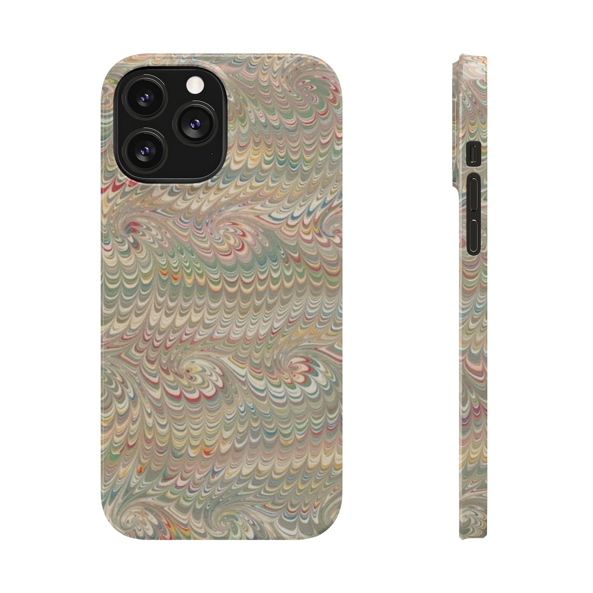 Beige Swirl Marbled Feather Phone Case