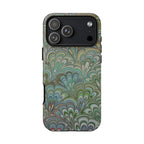 Green Marbled Peacock Durable Phone Case - Dual Layer - Matte or Glossy