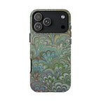 Green Marbled Peacock Durable Phone Case - Matte or Glossy