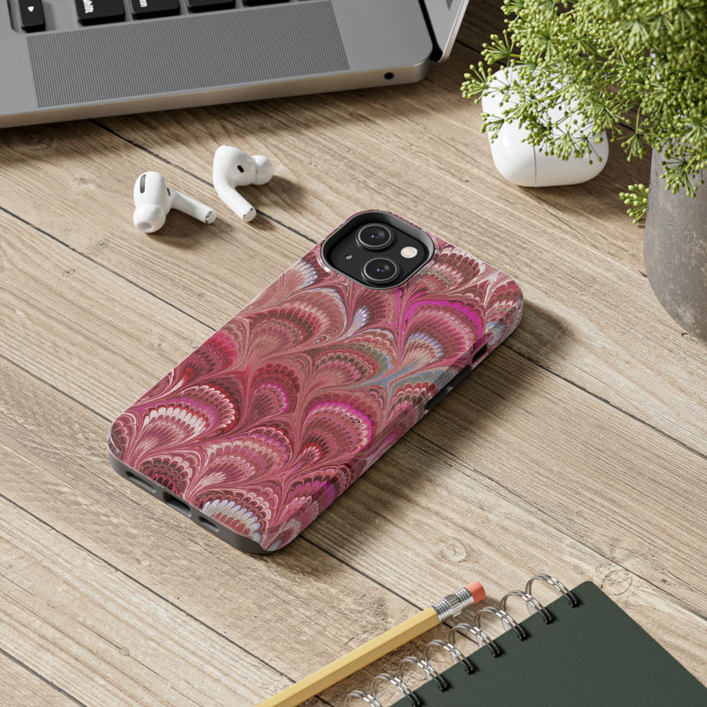 Pretty in Pink - Peacock Marble Italian Tough Phone Case — Durable Marbled Phone Case