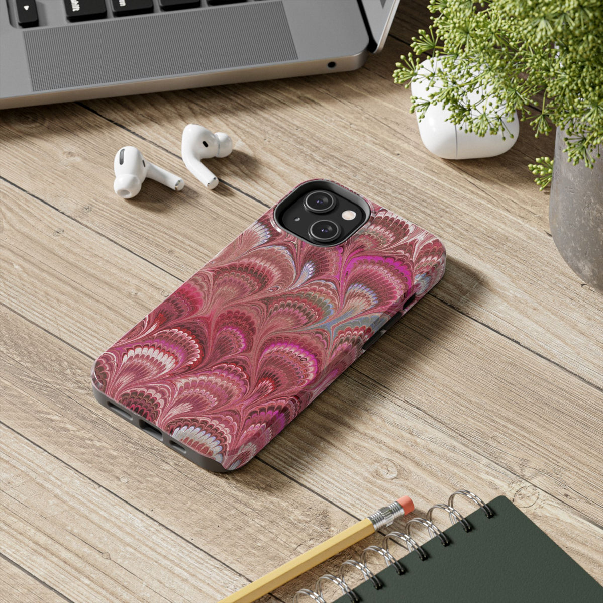 Pretty in Pink - Peacock Marble Italian Tough Phone Case — Durable Marbled Phone Case