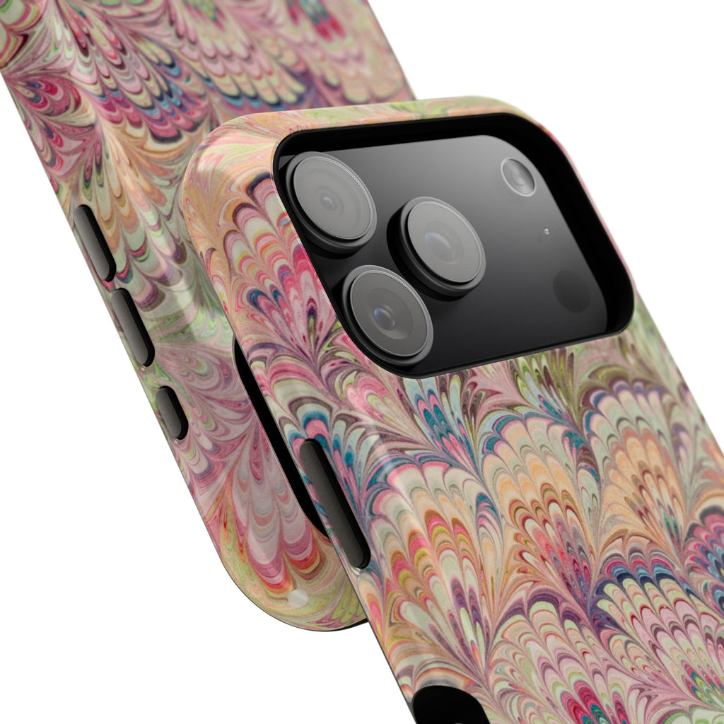Marbled Pastel Pink and Green Impact-Resistant Phone Case for Apple + Samsung