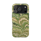 Olive Marbled Feather Tough Phone Case - Dual Layer
