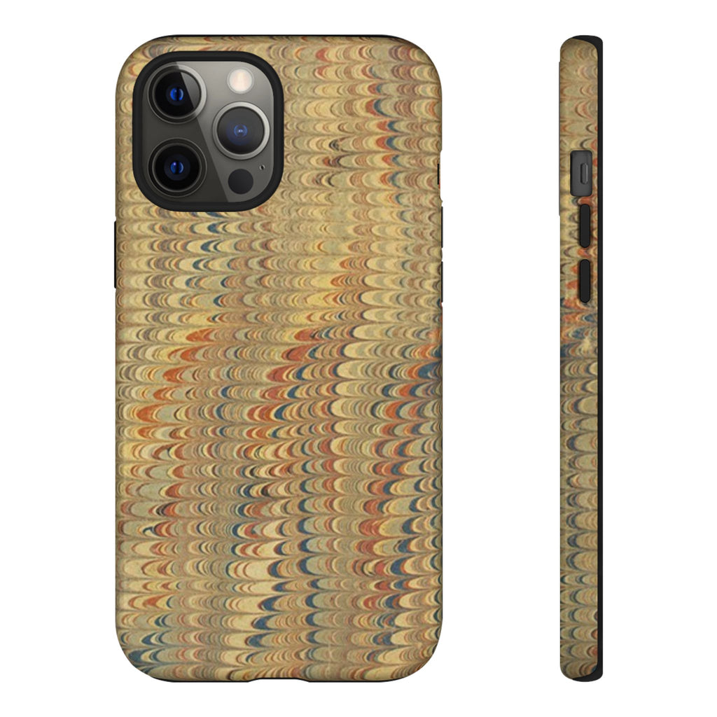 Beige and Blue Marbled Durable Phone Case - Dual Layer - Matte or Glossy