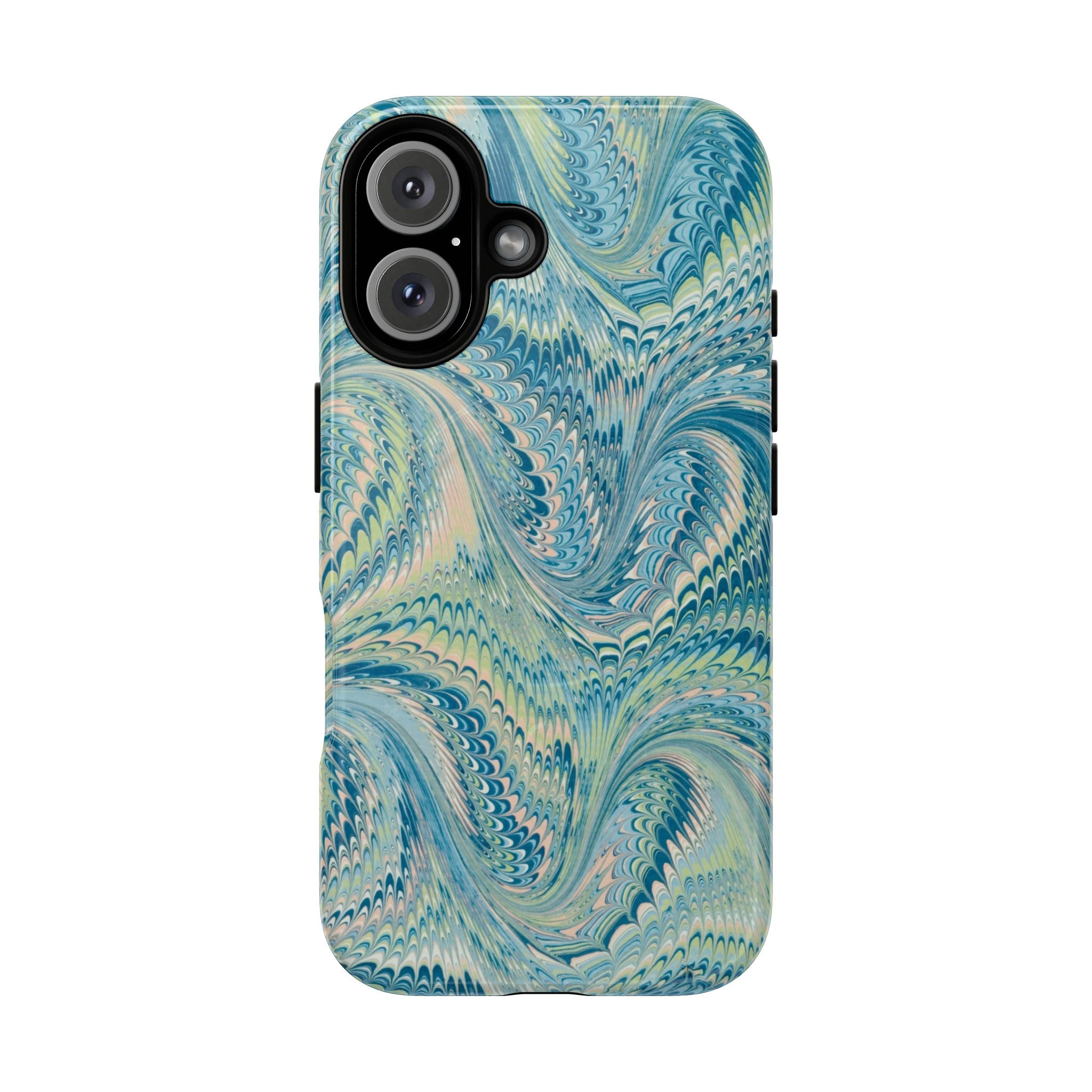Aqua + Green Marble Phone Case - Impact-Resistant Durable - Dual Cover Design