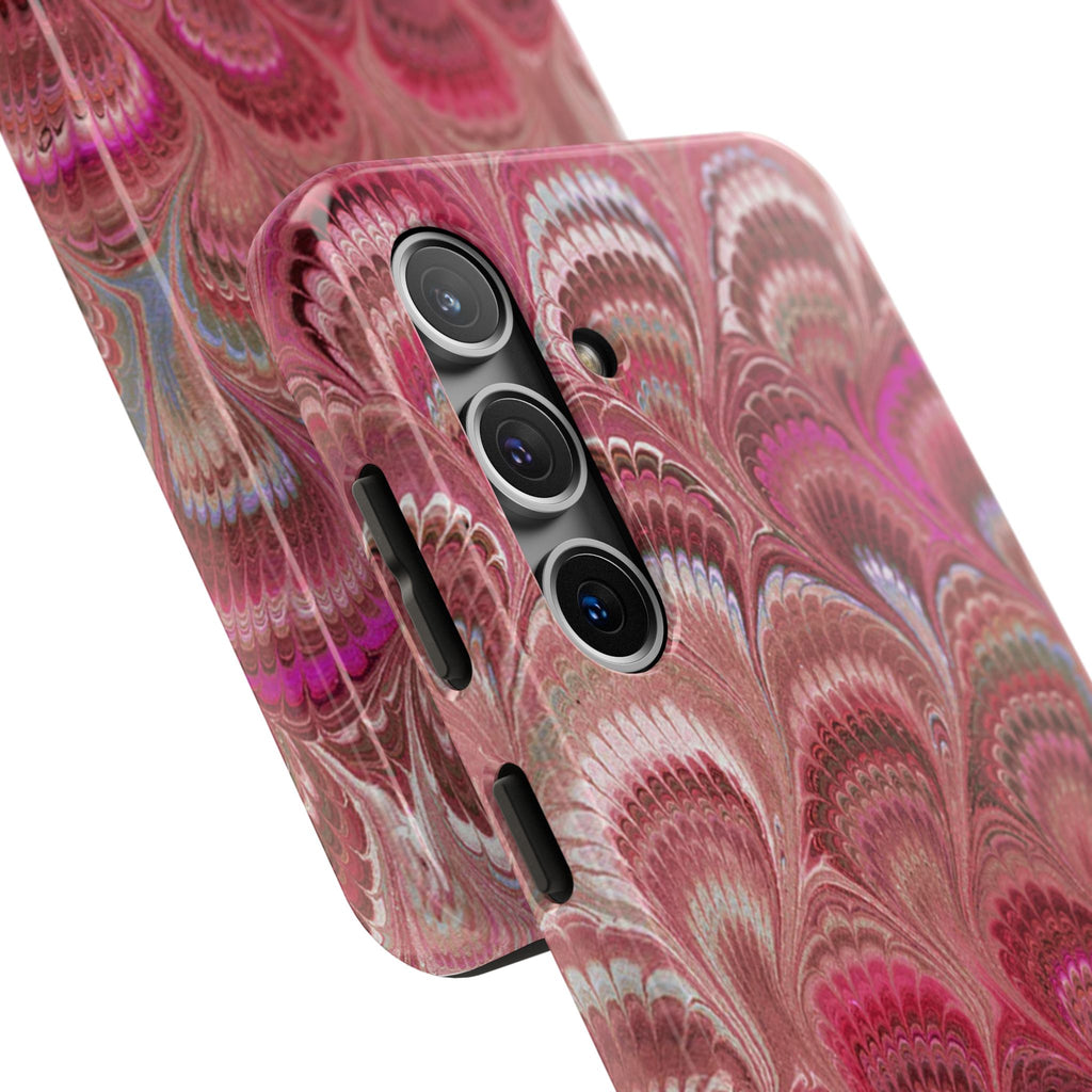 Pink Peacock Marble Italian Tough Phone Case — Durable Marbled Phone Case