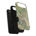 Marbled Swirl Pink and Green Impact-Resistant Phone Case for Apple + Samsung