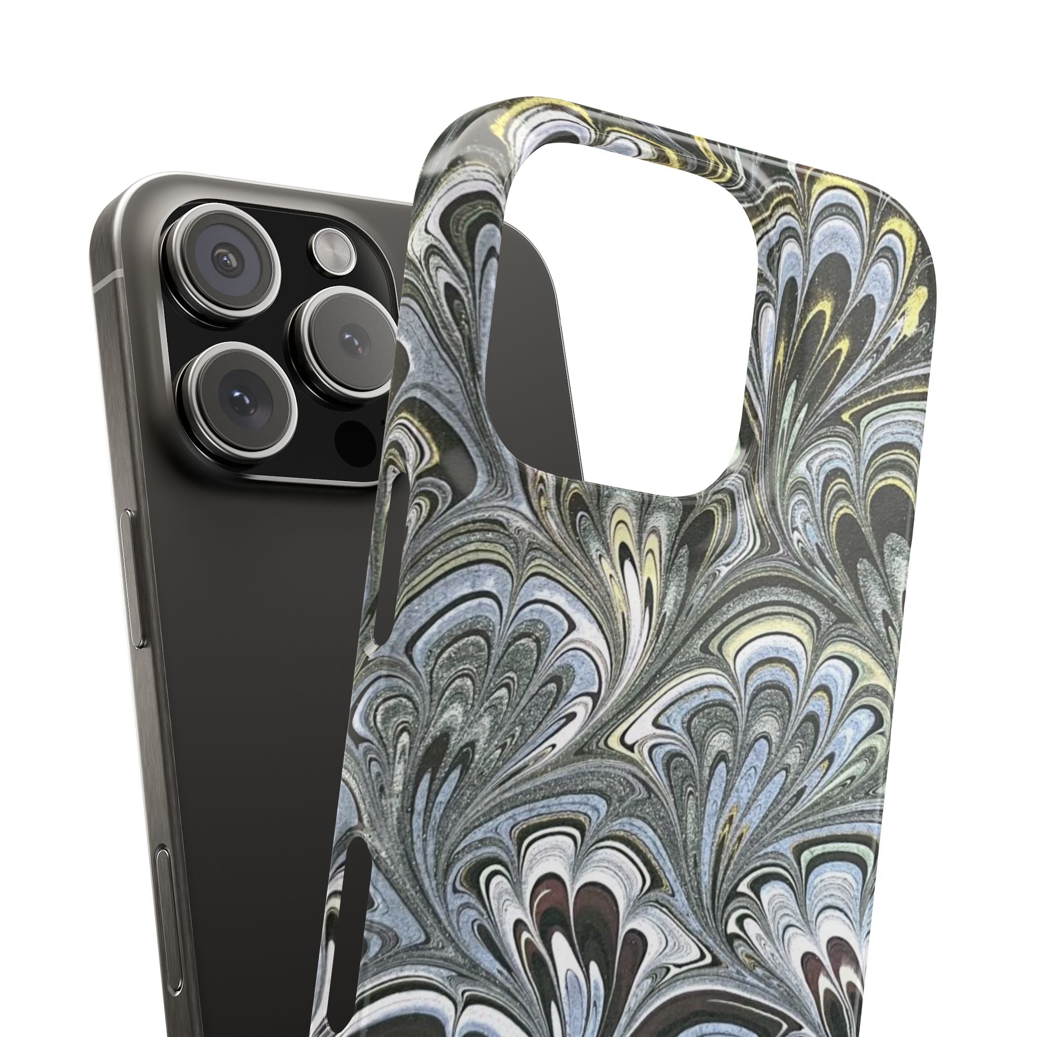 Black + White + Yellow Italian Marble - Single Layer Slim Phone Case