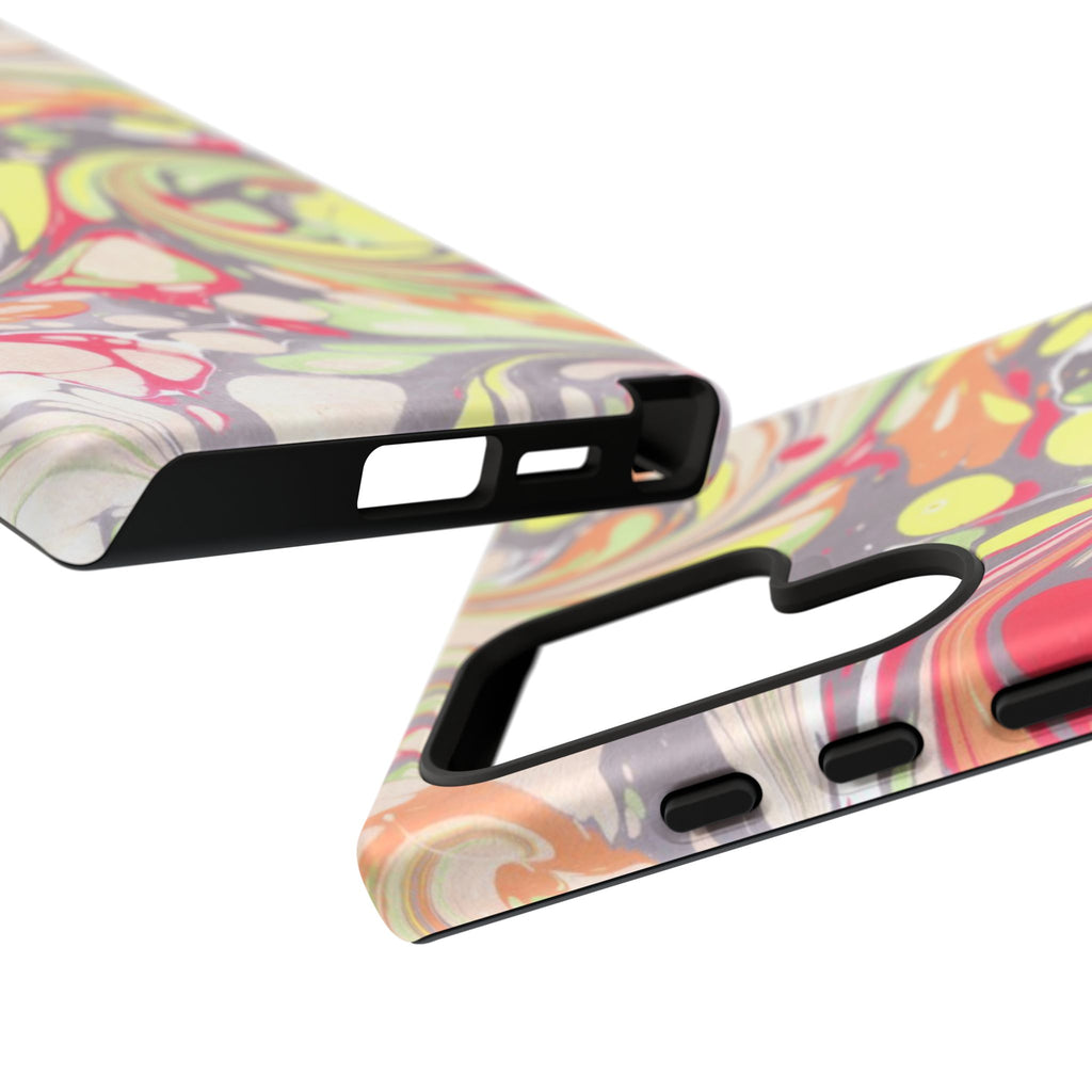 Yellow and Pink Swirl Marbled Italian Phone Case - Dual Layer - Matte or Glossy