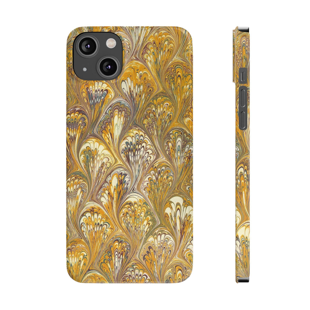 Golden Yelllow Hand-Marbled Florentine Italian Phone Case for iPhone 17 and all sizes