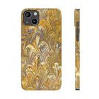 Golden Yelllow Hand-Marbled Florentine Italian Phone Case for iPhone 17 and all sizes
