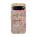 Pastel Pink + Green Feather Marbled Phone Case - Dual Layer Phone Cover