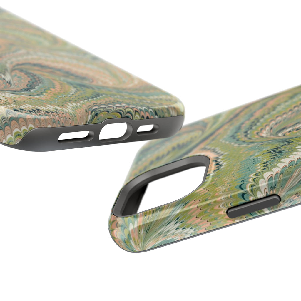 Green Pastel Italian Marble Design Magnetic MAG SAFE High Impact iPhone Cases