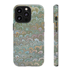 Blue and Green Feather Marbled Phone Case — Dual Layer - Tough Protective Phone Cover