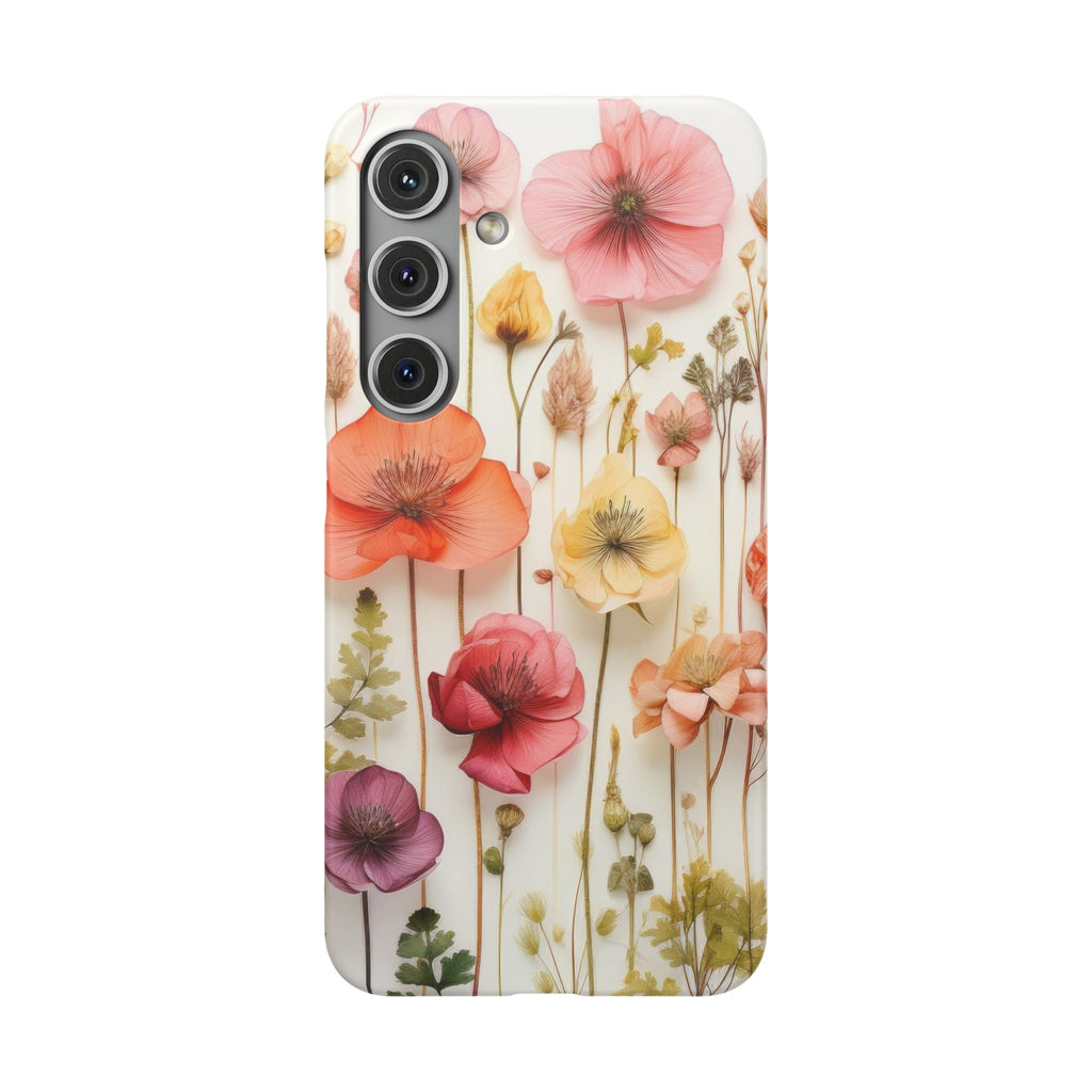 Pink Floral Pressed Flowers - Slim Case