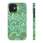 Marbled Feather Green Swirl - Single Layer Slim Phone Case