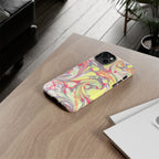 Yellow and Pink Swirl Marbled Italian Phone Case - Dual Layer - Matte or Glossy