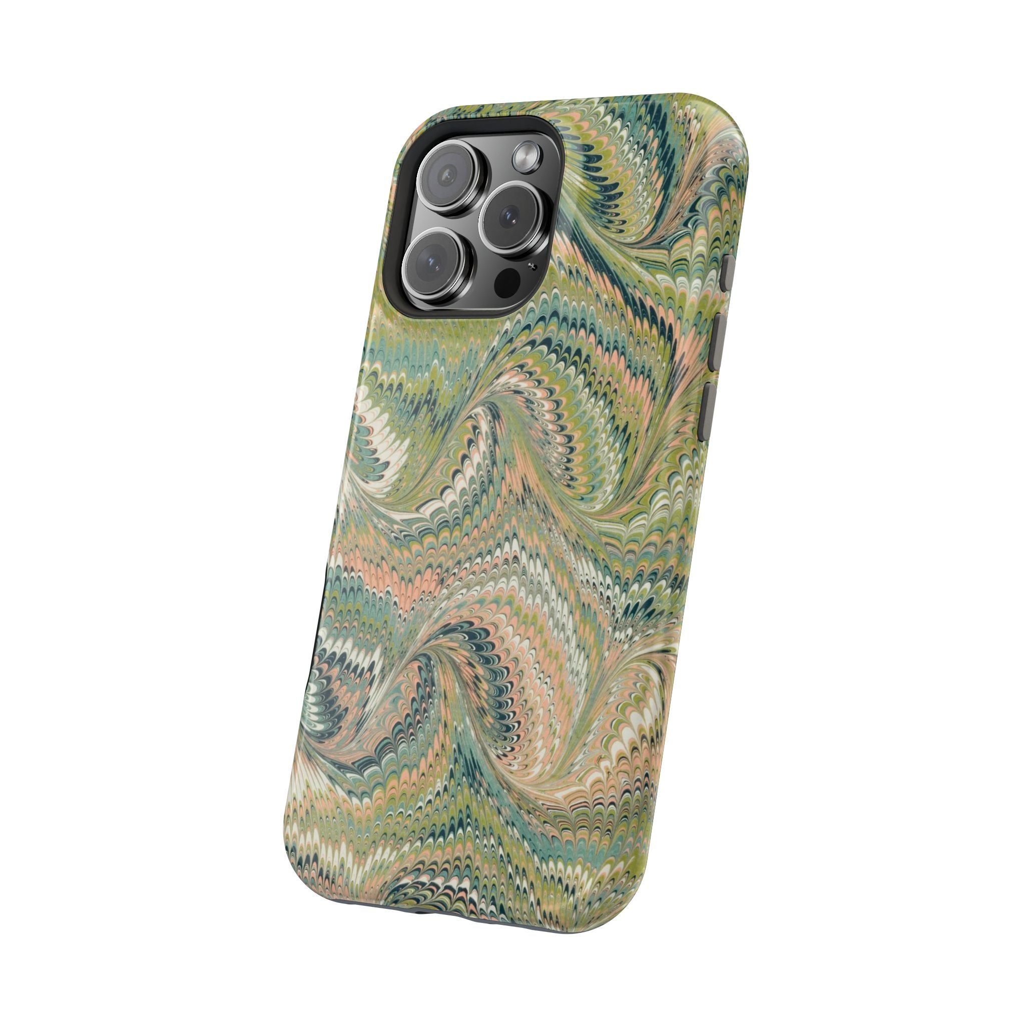 Green Pastel Italian Marble Design Magnetic MAG SAFE High Impact iPhone Cases