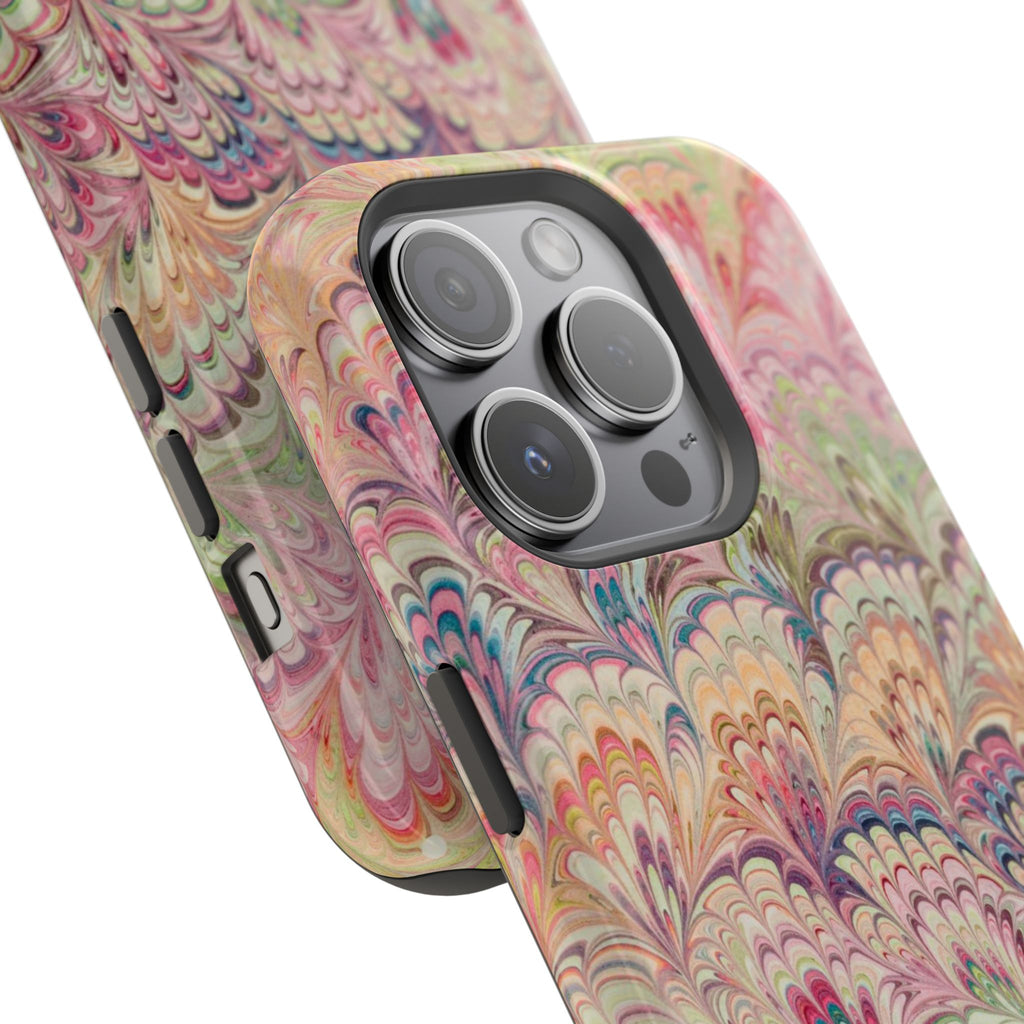 Marbled Pastel Pink and Green Impact-Resistant Phone Case for Apple + Samsung