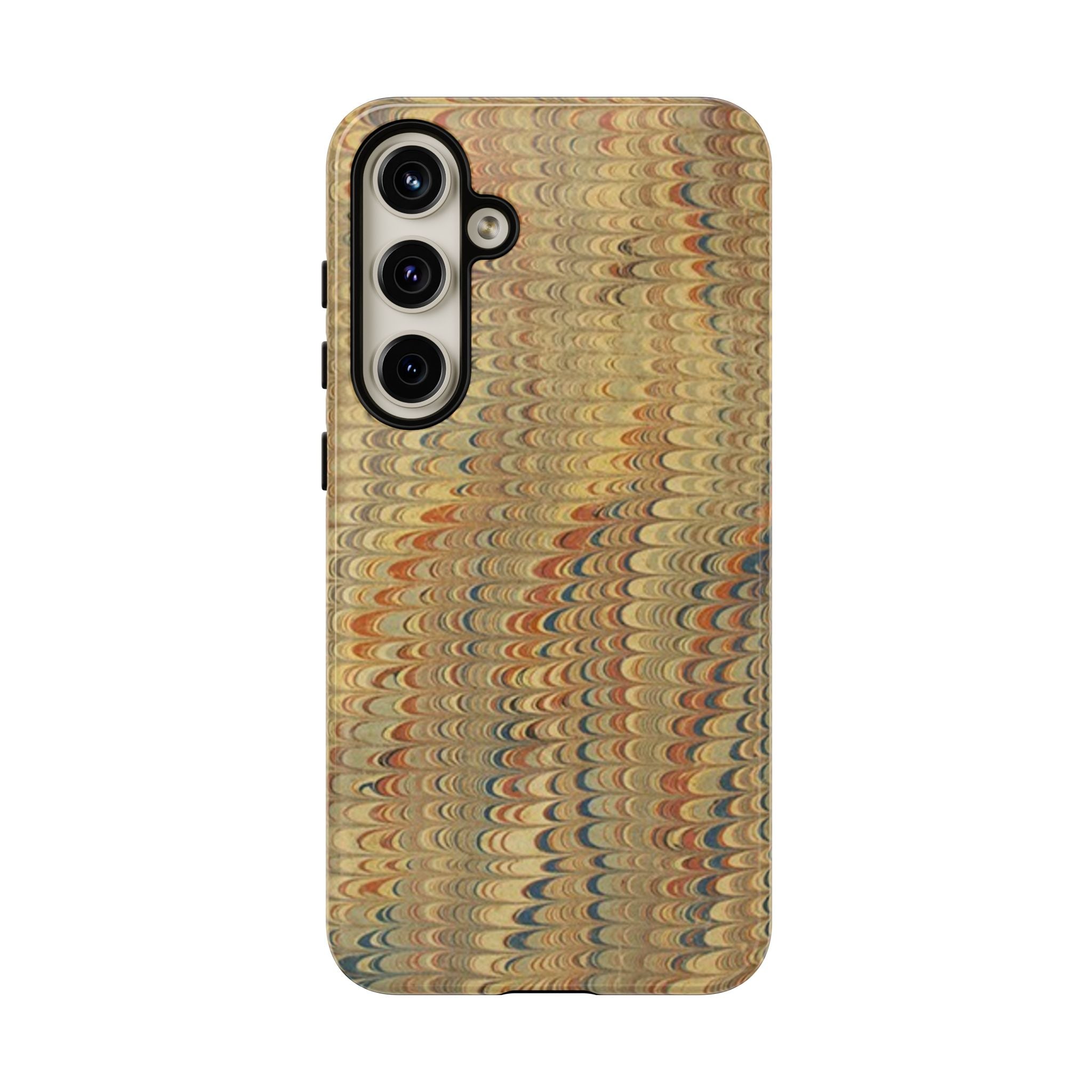 Beige and Blue Marbled Durable Phone Case - Dual Layer - Matte or Glossy